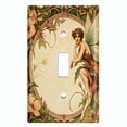 thumbnail image 1 of Metal Light Switch Wall Plate Outlet Cover (Printed Image of Fairy with Floral Border - Single Toggle), 1 of 1
