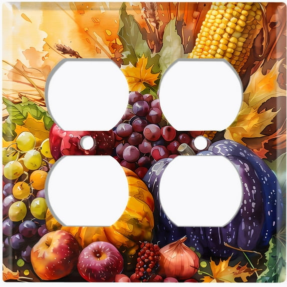 Metal Light Switch Wall Plate Outlet Cover (Printed Image of Farmstead Harvest - Double Duplex)