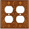 thumbnail image 1 of Metal Light Switch Wall Plate Outlet Cover (Printed Image of Floral Design - Double Duplex), 1 of 1