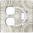 thumbnail image 1 of Metal Light Switch Wall Plate Outlet Cover (Printed Image of Floral Mandala Tile - 2 Gang Duplex/Toggle), 1 of 1