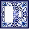 thumbnail image 1 of Metal Light Switch Wall Plate Outlet Cover (Printed Image of Floral Mandala Tile - 2 Gang GFI Rocker/Toggle), 1 of 1