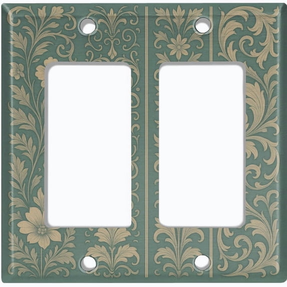 Metal Light Switch Wall Plate Outlet Cover (Printed Image of Floral Patterns - Double GFI/Rocker)