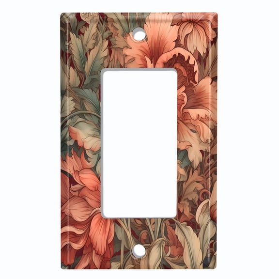 Metal Light Switch Wall Plate Outlet Cover (Printed Image of Foliage - Single GFI/Rocker)