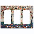 thumbnail image 1 of Metal Light Switch Wall Plate Outlet Cover (Printed Image of Folk Art Trees - Triple GFI/Rocker), 1 of 1