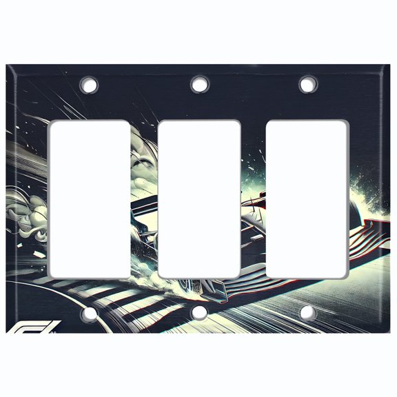Metal Light Switch Wall Plate Outlet Cover (Printed Image of Formula Motorsport - Triple GFI/Rocker)