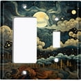 thumbnail image 1 of Metal Light Switch Wall Plate Outlet Cover (Printed Image of Full Moon Forest Painting - 2 Gang GFI Rocker/Toggle), 1 of 1
