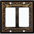 thumbnail image 1 of Metal Light Switch Wall Plate Outlet Cover (Printed Image of Gold Floral Frame - Double GFI/Rocker), 1 of 1