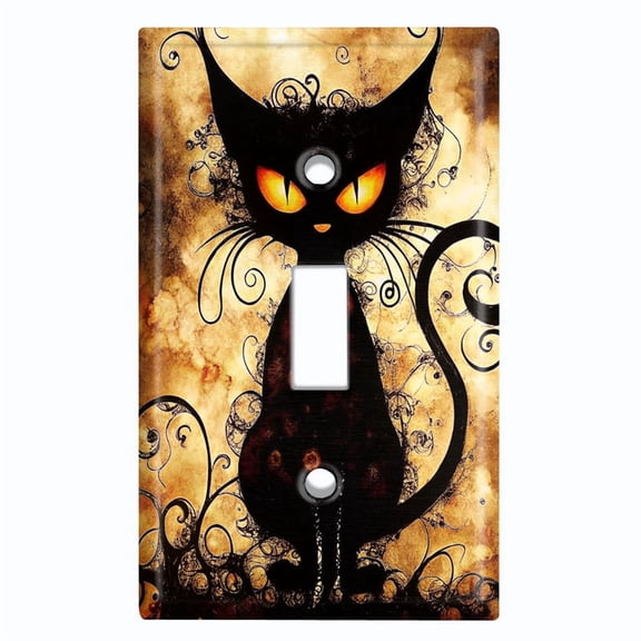 Metal Light Switch Wall Plate Outlet Cover (Printed Image of Gothic Steampunk Cat - Single Toggle)