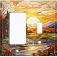 thumbnail image 1 of Metal Light Switch Wall Plate Outlet Cover (Printed Image of Homestead with Sunset - 2 Gang GFI Rocker/Toggle), 1 of 1