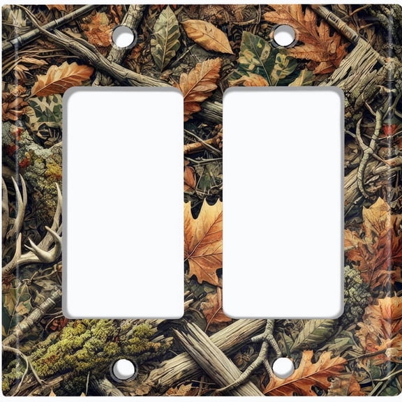 Metal Light Switch Wall Plate Outlet Cover (Printed Image of Hunting Camouflage - Double GFI/Rocker)