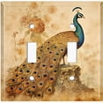 thumbnail image 1 of Metal Light Switch Wall Plate Outlet Cover (Printed Image of Japanese Peacock Art - Double Toggle), 1 of 1