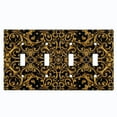 thumbnail image 1 of Metal Light Switch Wall Plate Outlet Cover (Printed Image of Luxurious Gold Pattern - Quad Toggle), 1 of 1