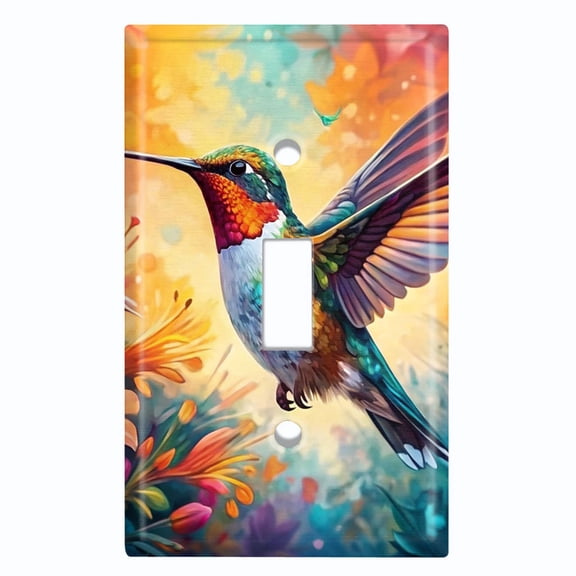Metal Light Switch Wall Plate Outlet Cover (Printed Image of Majestic Humming Bird - Single Toggle)