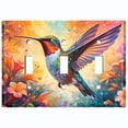 thumbnail image 1 of Metal Light Switch Wall Plate Outlet Cover (Printed Image of Majestic Humming Bird - Triple Toggle), 1 of 1