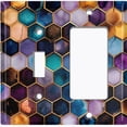 thumbnail image 1 of Metal Light Switch Wall Plate Outlet Cover (Printed Image of Marble Hexagon Pattern - 2 Gang Toggle/GFI Rocker), 1 of 1