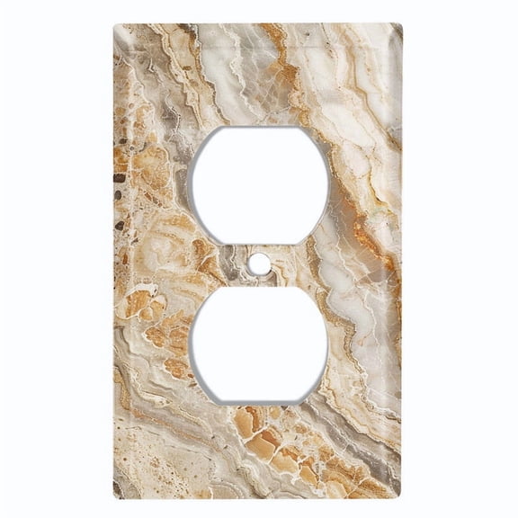 Metal Light Switch Wall Plate Outlet Cover (Printed Image of Marble Stone - Single Duplex)