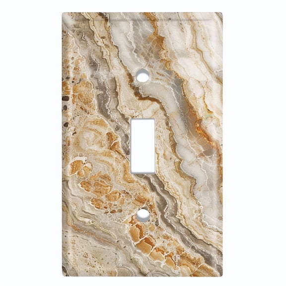 Metal Light Switch Wall Plate Outlet Cover (Printed Image of Marble Stone - Single Toggle)