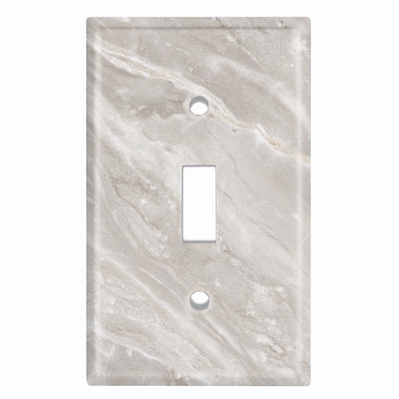 Metal Light Switch Wall Plate Outlet Cover (Printed Image of Marble Tile - Single Toggle)