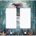 thumbnail image 1 of Metal Light Switch Wall Plate Outlet Cover (Printed Image of Mermaid and Sea Turtle - Double GFI/Rocker), 1 of 1