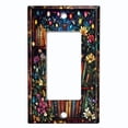 thumbnail image 1 of Metal Light Switch Wall Plate Outlet Cover (Printed Image of Mosaic Floral Bookshelf - Single GFI/Rocker), 1 of 1