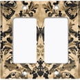 thumbnail image 1 of Metal Light Switch Wall Plate Outlet Cover (Printed Image of Moth Damask Pattern - Double GFI/Rocker), 1 of 1