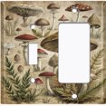 thumbnail image 1 of Metal Light Switch Wall Plate Outlet Cover (Printed Image of Mushrooms and Foliage - 2 Gang Toggle/GFI Rocker), 1 of 1