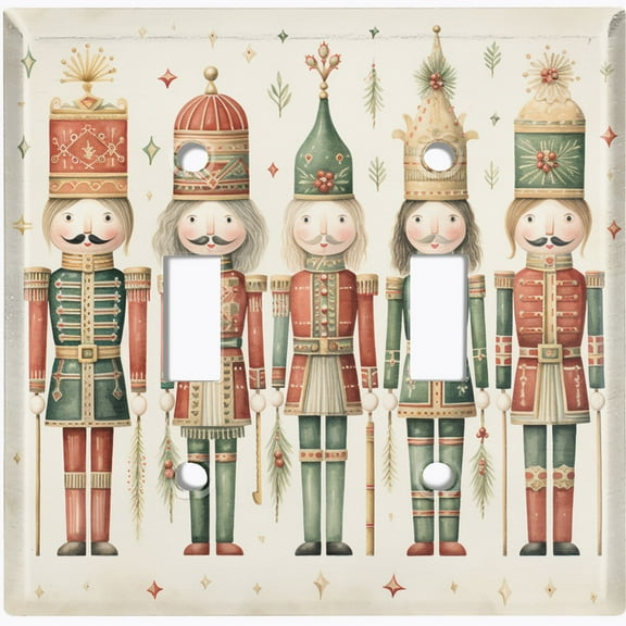 Metal Light Switch Wall Plate Outlet Cover (Printed Image of Nutcrackers - Double Toggle)