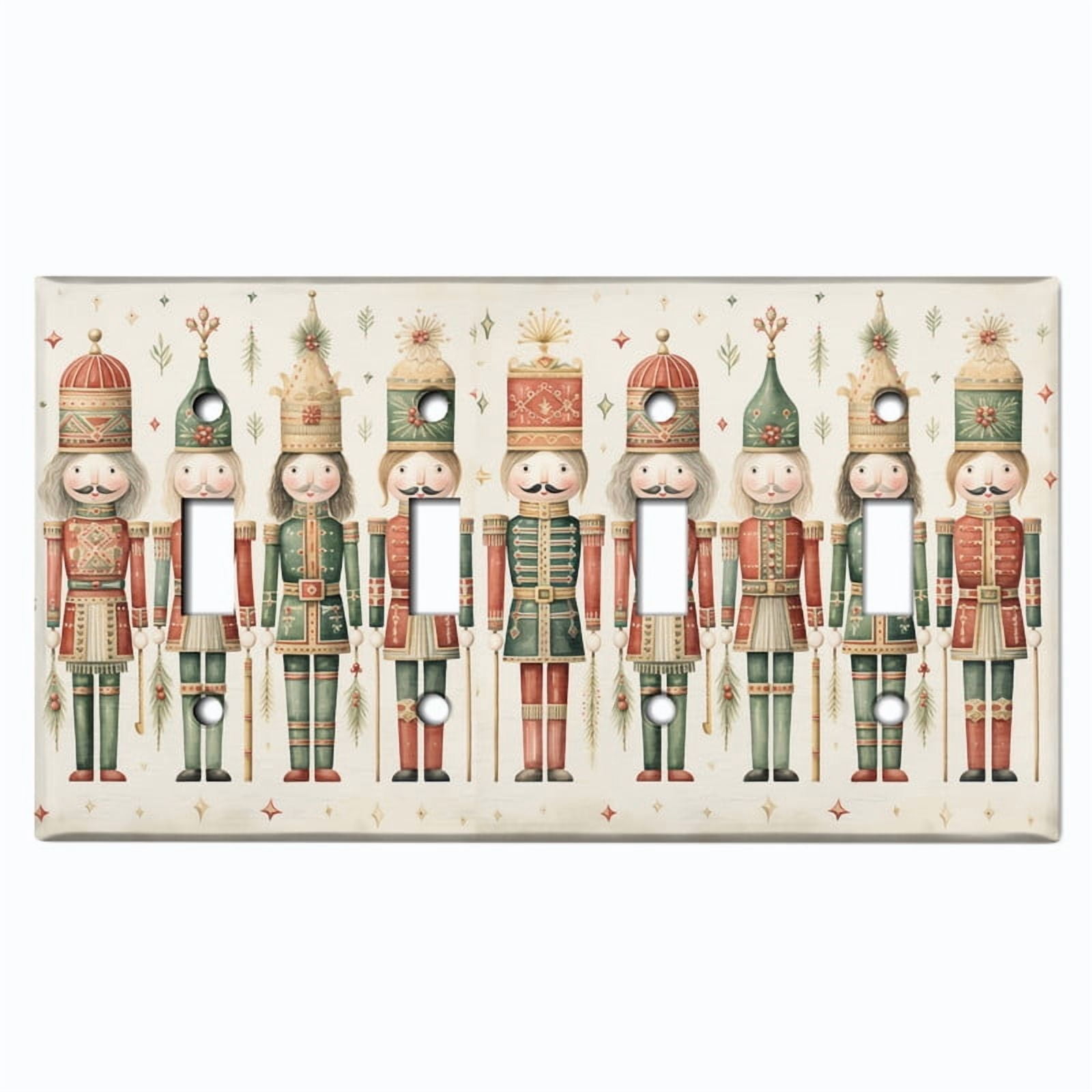 Metal Light Switch Wall Plate Outlet Cover (Printed Image of Nutcrackers - Quad Toggle)