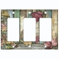 thumbnail image 1 of Metal Light Switch Wall Plate Outlet Cover (Printed Image of Old Wood and Autumn Leaves - Triple GFI/Rocker), 1 of 1