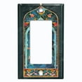 thumbnail image 1 of Metal Light Switch Wall Plate Outlet Cover (Printed Image of Ornate Floral Stained Glass - Single GFI/Rocker), 1 of 1
