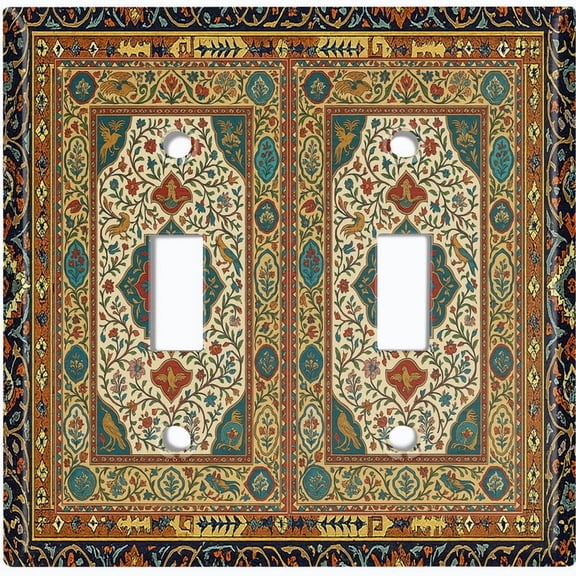 Metal Light Switch Wall Plate Outlet Cover (Printed Image of Ornate Persian Rugs - Double Toggle)