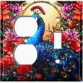 thumbnail image 1 of Metal Light Switch Wall Plate Outlet Cover (Printed Image of Peacock - 2 Gang Duplex/Toggle), 1 of 1