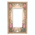 thumbnail image 1 of Metal Light Switch Wall Plate Outlet Cover (Printed Image of Pink Floral Frame - Single GFI/Rocker), 1 of 1