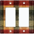 thumbnail image 1 of Metal Light Switch Wall Plate Outlet Cover (Printed Image of Plaid Painting - Double GFI/Rocker), 1 of 1
