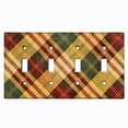 thumbnail image 1 of Metal Light Switch Wall Plate Outlet Cover (Printed Image of Plaid Stripe Pattern - Quad Toggle), 1 of 1
