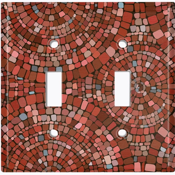 Metal Light Switch Wall Plate Outlet Cover (Printed Image of Red Mosaic Tile Pattern - Double Toggle)