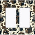 thumbnail image 1 of Metal Light Switch Wall Plate Outlet Cover (Printed Image of Retro Coffee Pattern - Double GFI/Rocker), 1 of 1