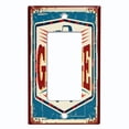 thumbnail image 1 of Metal Light Switch Wall Plate Outlet Cover (Printed Image of Retro Garage Sign - Single GFI/Rocker), 1 of 1