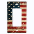 thumbnail image 1 of Metal Light Switch Wall Plate Outlet Cover (Printed Image of Rustic American Flag - Single GFI/Rocker), 1 of 1
