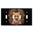 thumbnail image 1 of Metal Light Switch Wall Plate Outlet Cover (Printed Image of Rustic Floral Framed Fox - Quad Toggle), 1 of 1