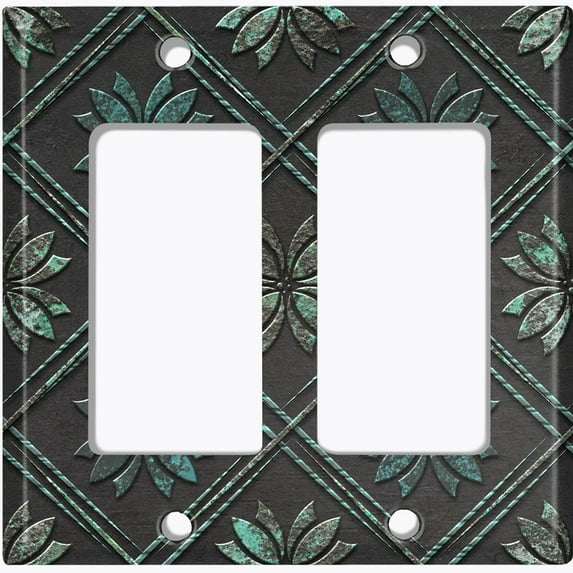 Metal Light Switch Wall Plate Outlet Cover (Printed Image of Rustic Floral Pattern - Double GFI/Rocker)