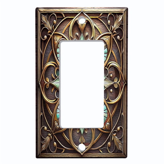 Metal Light Switch Wall Plate Outlet Cover (Printed Image of Rustic Flower - Single GFI/Rocker)