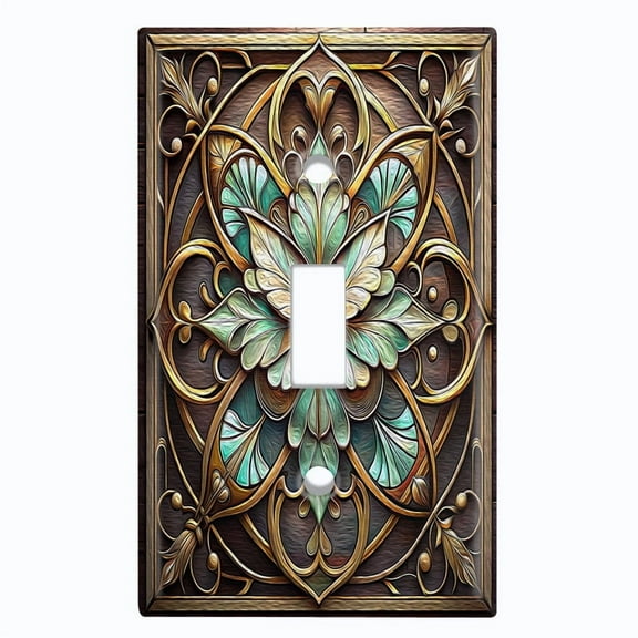 Metal Light Switch Wall Plate Outlet Cover (Printed Image of Rustic Flower - Single Toggle)