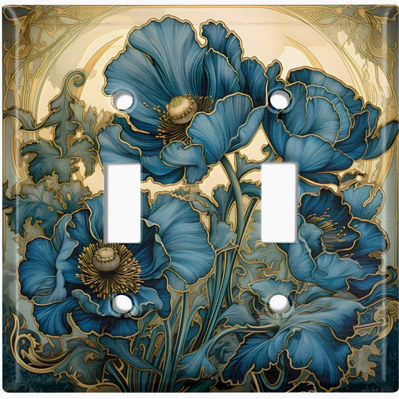 Metal Light Switch Wall Plate Outlet Cover (Printed Image of Rustic Flowers - Double Toggle)