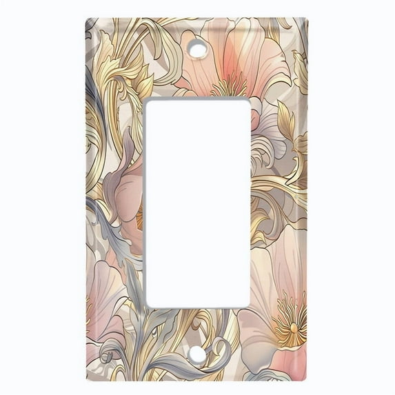Metal Light Switch Wall Plate Outlet Cover (Printed Image of Rustic Flowers - Single GFI/Rocker)