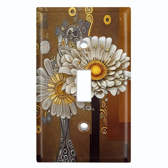 Metal Light Switch Wall Plate Outlet Cover (Printed Image of Rustic Flowers - Single Toggle)