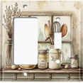 thumbnail image 1 of Metal Light Switch Wall Plate Outlet Cover (Printed Image of Rustic Kitchen Items - 2 Gang GFI Rocker/Toggle), 1 of 1