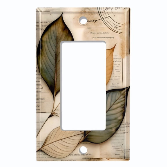 Metal Light Switch Wall Plate Outlet Cover (Printed Image of Rustic Leaves - Single GFI/Rocker)