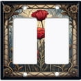 thumbnail image 1 of Metal Light Switch Wall Plate Outlet Cover (Printed Image of Rustic Red Poppy - Double GFI/Rocker), 1 of 1