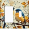 thumbnail image 1 of Metal Light Switch Wall Plate Outlet Cover (Printed Image of Rustic Scrapbook Art with Birds - 2 Gang GFI Rocker/Toggle), 1 of 1